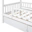 Lit simple en bois avec deux tiroirs-431715155