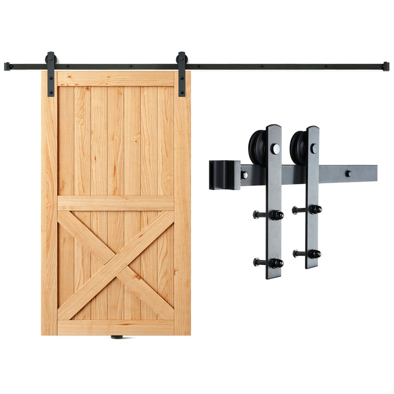 10FT Black Carbon Steel Sliding Barn Door Hardware Kit