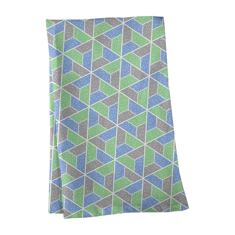 Serviette à thé trapézoïdals, Polyester sergé, Mauve / Vert