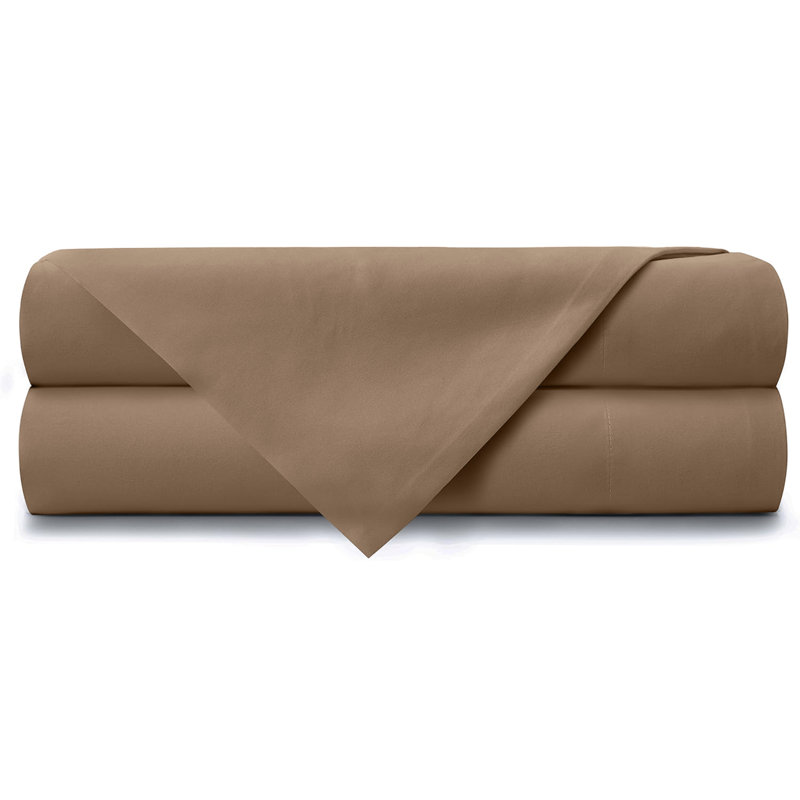 Super Soft Egyptian-Quality Cotton Brushed Flat Sheet, Beige, Single Flat Sheet
