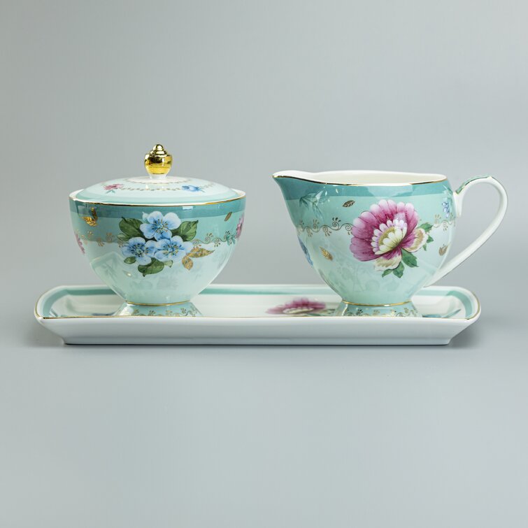 21 Piece Vintage Porcelain Tea Set, Tea cups, Tea Pot, Creamer and Sugar  Set, Gift box