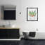 "Tropical Flameoes Bathaign Plants", art mural sur toile flottante noire par Ziwei Li-1680234641-1680279944
