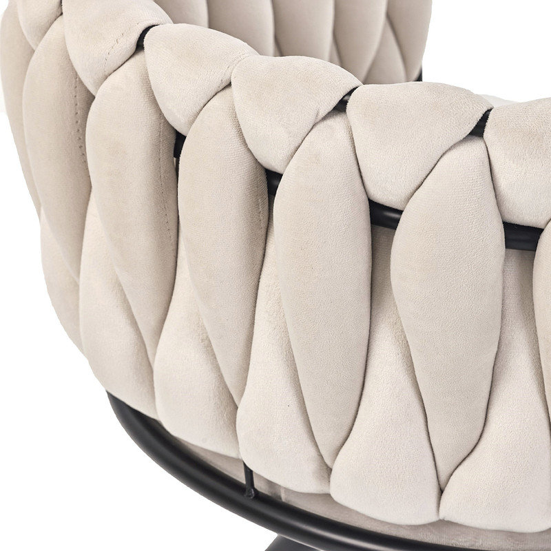 Tufted Metal Parsons Chair in Beige