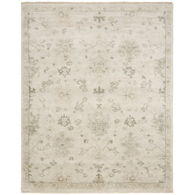 Meladee Wool Floral Area Rug in Ivory