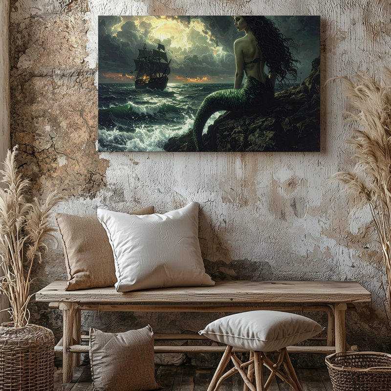 «Stormwatch Mermaid», art mural sur toile, H 20 po x l 30 po