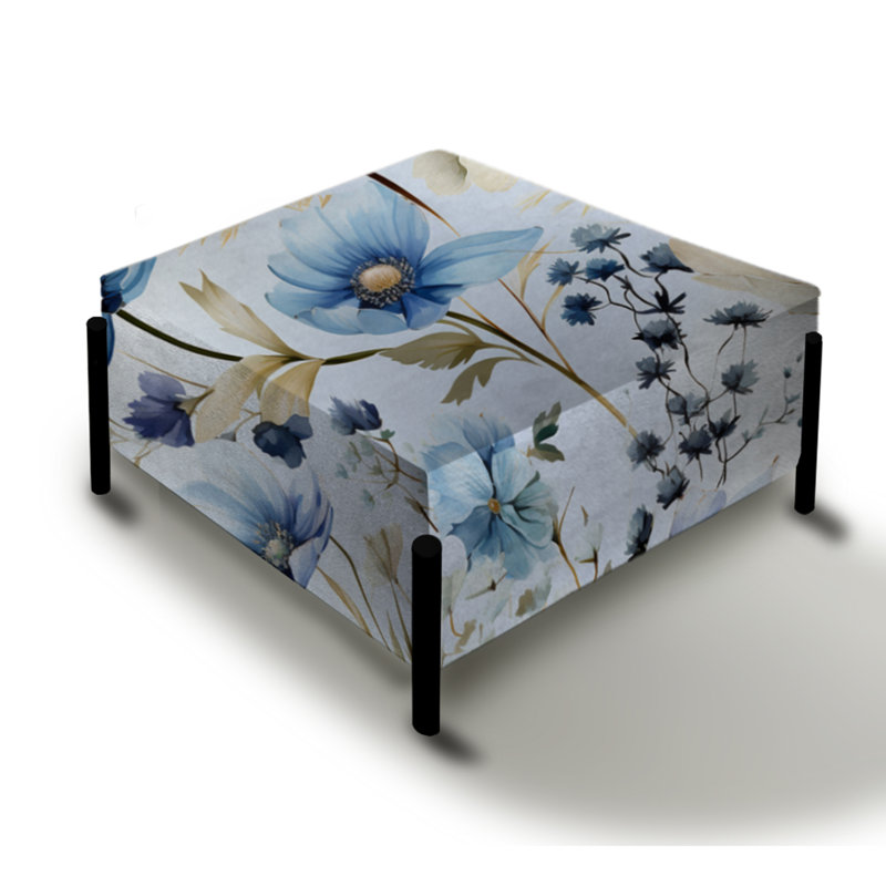 Toile florale bleue sereine avec aquarelle florale - grand repose-pieds carré floral