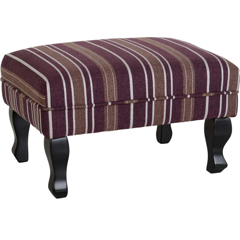 Mont Wide Rectangle Striped Footstool, Burgundy