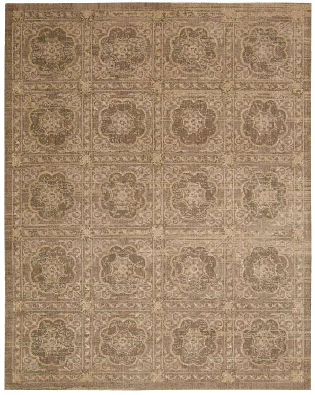 Tapis en soie taupe area Dickinson, Rectangle 7 pi 9 po x 9 pi 9 po