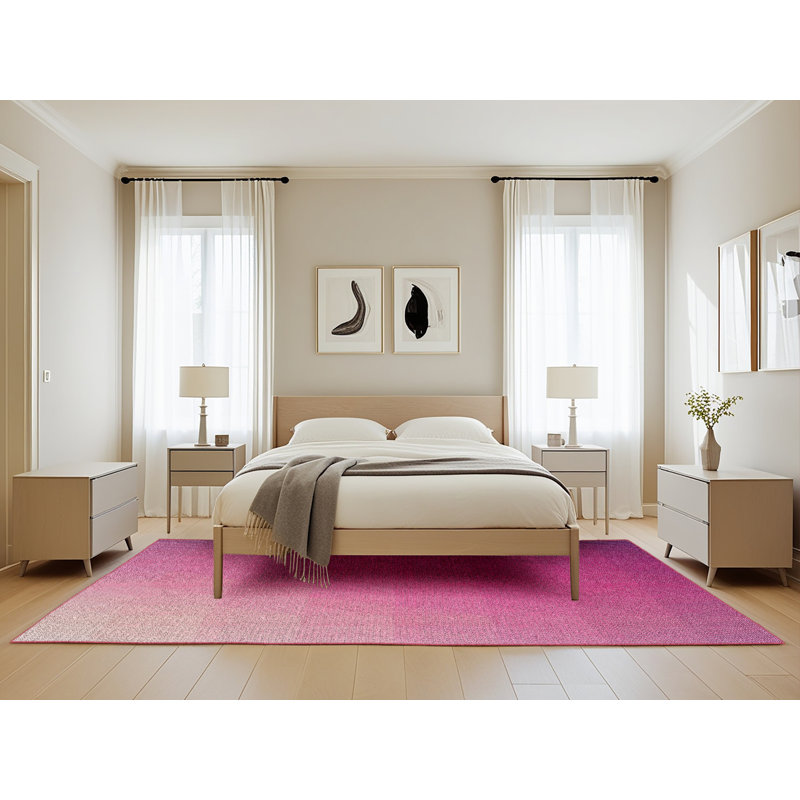 Tapis de zone rose foncé à motifs, Rectangle 5 pi x 8 pi