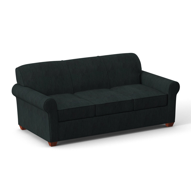 Finn 83" Rolled Arm Sofa Bed with Reversible Cushions, Innerspring, Cardigan Coal, BM Cherry