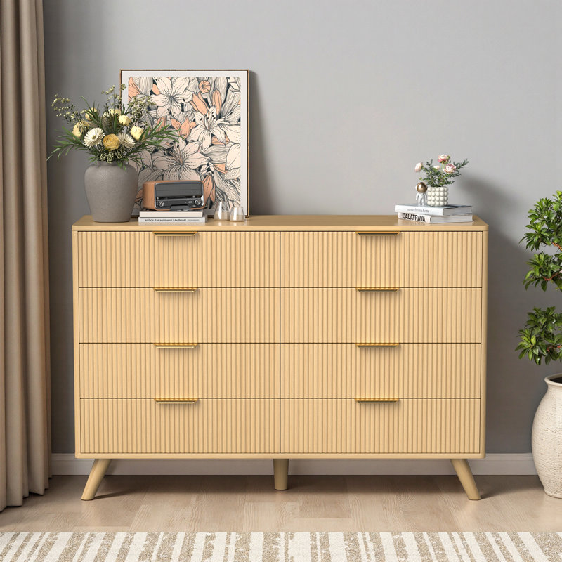Commode d'appoint avec 9 tiroirs, Jaune