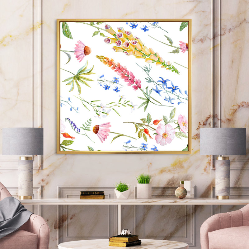 «Vibrant Summer Wildflowers I», reproduction sur toile, Toile encadrée d'or, H 36 po x l 36 po x P 1 po
