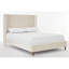 Grand lit plateforme tapissier à oreilles grand format, velours touffeté traditionnel, tête de lit haute de 54 pouces, finition beige