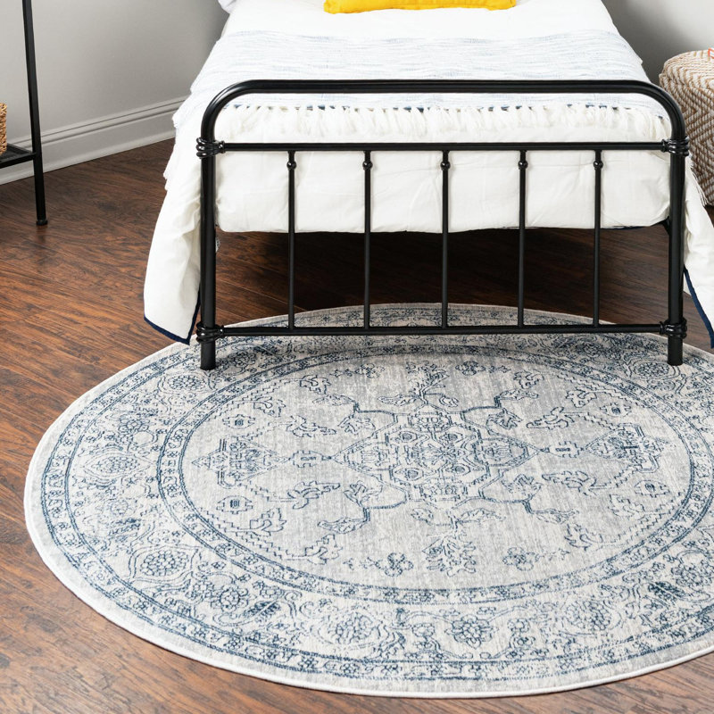 Tapis oriental gris / bleu Alabama, Rond 10 pi 2 po