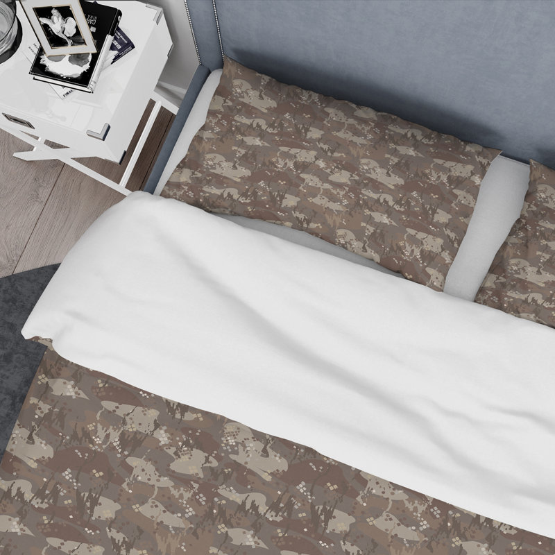 Ensemble de housse de couette en microfibre brun / taupe 3 pièces, Housse de couette pour très grand lit et 2 très