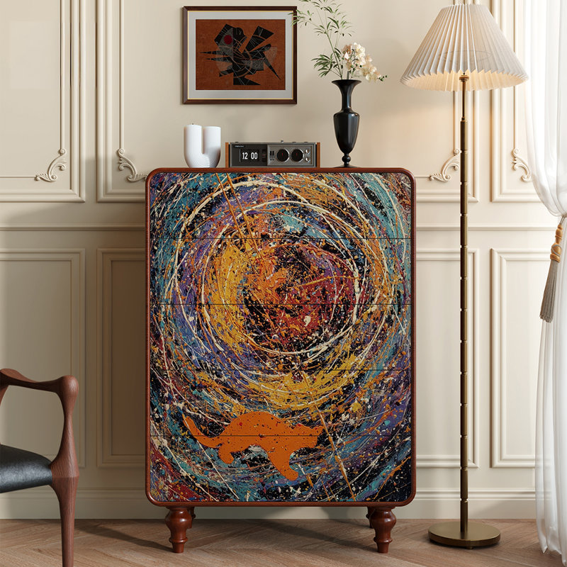 Commode 5 tiroirs Whimsical Cat Design