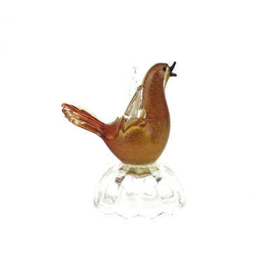 Murano Glass Bird On Clear Base