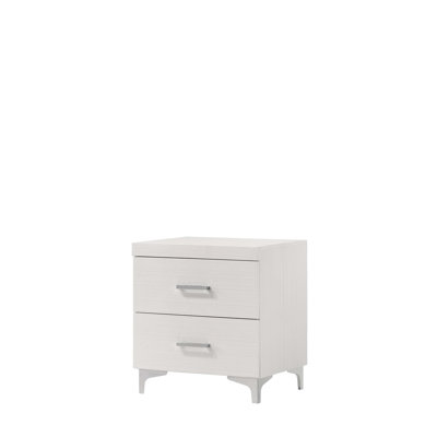 White Finish Nightstand Drawers