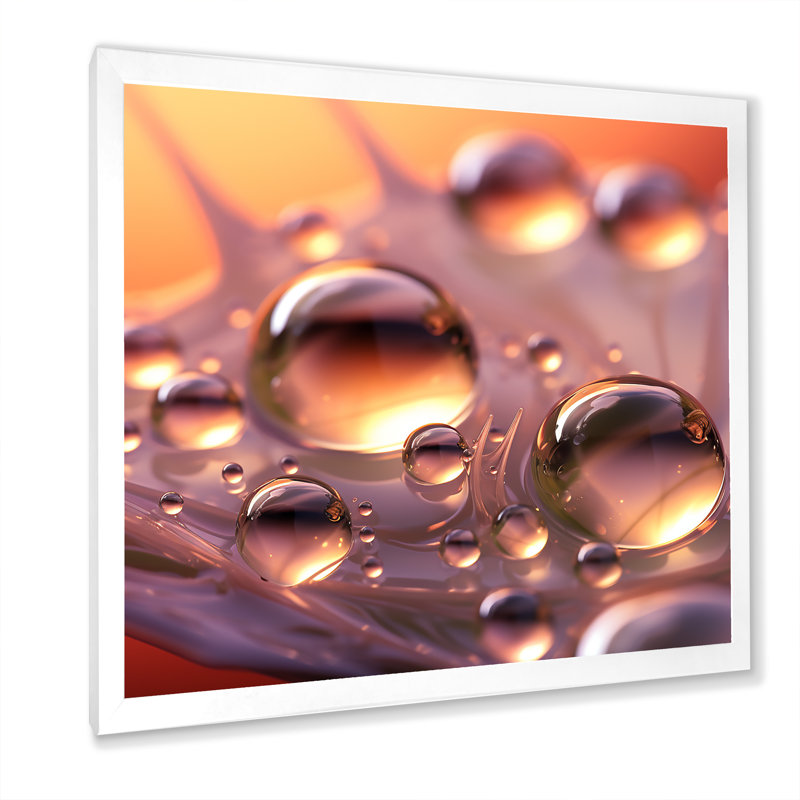 «Morning Dew Drops On Pink Flower Petal», reproduction sur toile, H 30 po x l 30 po x P 1 po, Cadre simple blanc