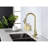 Golden Kitchen Tap With Pull-Down - Fingerprint , Deck Mounted Single Hole, 360 Rotating Discharge Spout, Quality Stainless Steel Gold Pull Out In Hole Mount, High-1887938661