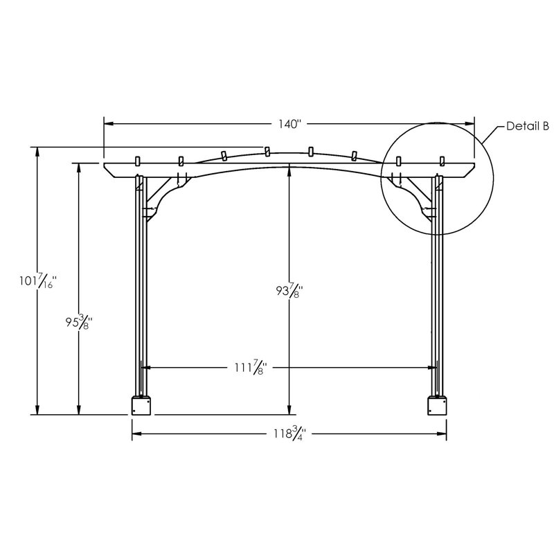 12 Ft. W x 10 Ft. D Solid Wood Pergola, Unstained