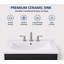 Meuble-lavabo mural moderne 24 po, 2 portes, lavabo en céramique blanche, PVC imperméable, 3 trous