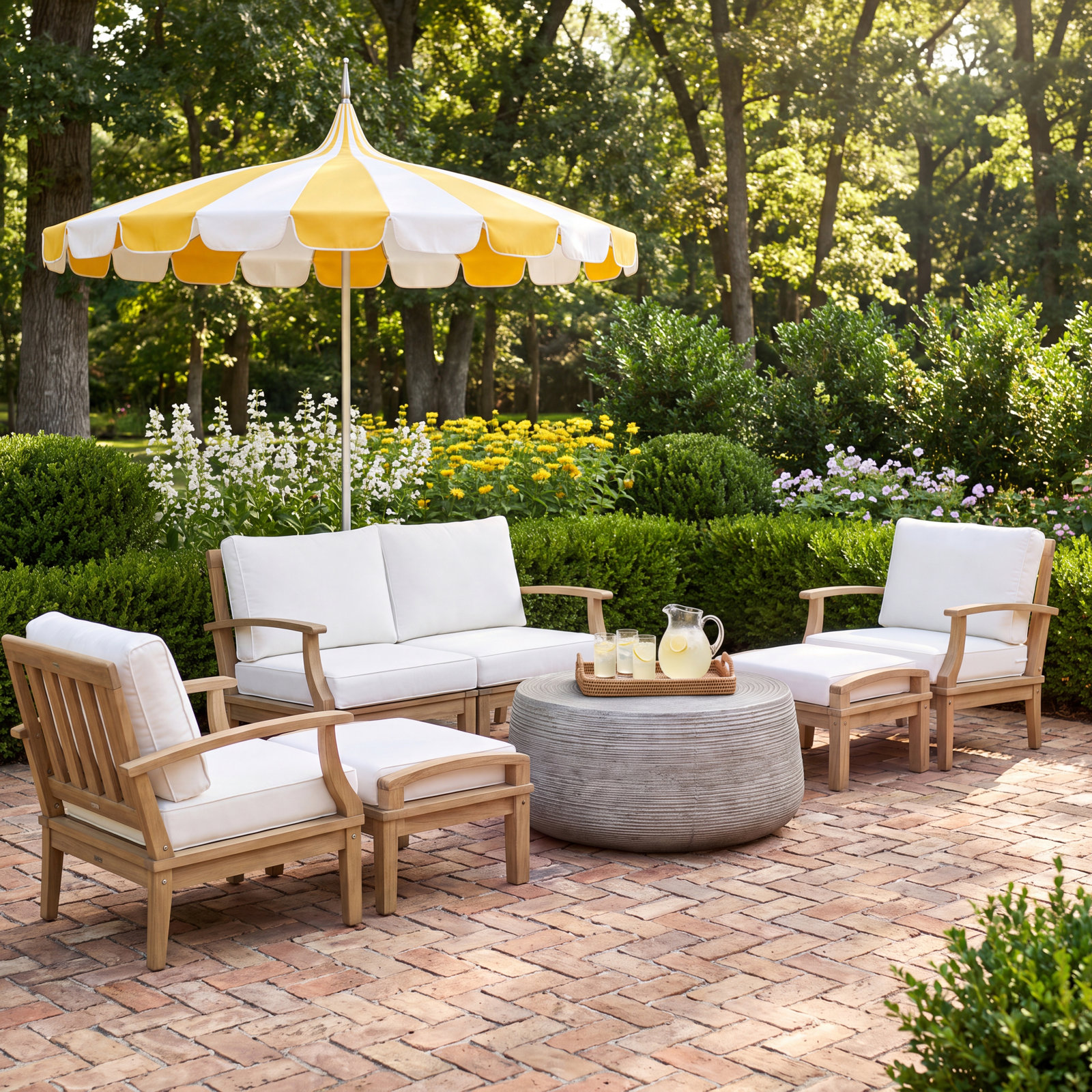 Modway Marina 4-Person Teak Patio Seating Group, White