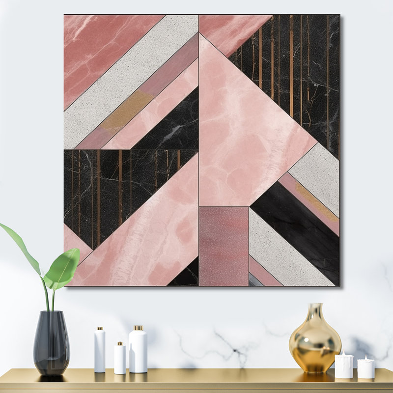 Marate granit agate avec touches dorées - impression sur toile géométrique moderne, Toile tendue