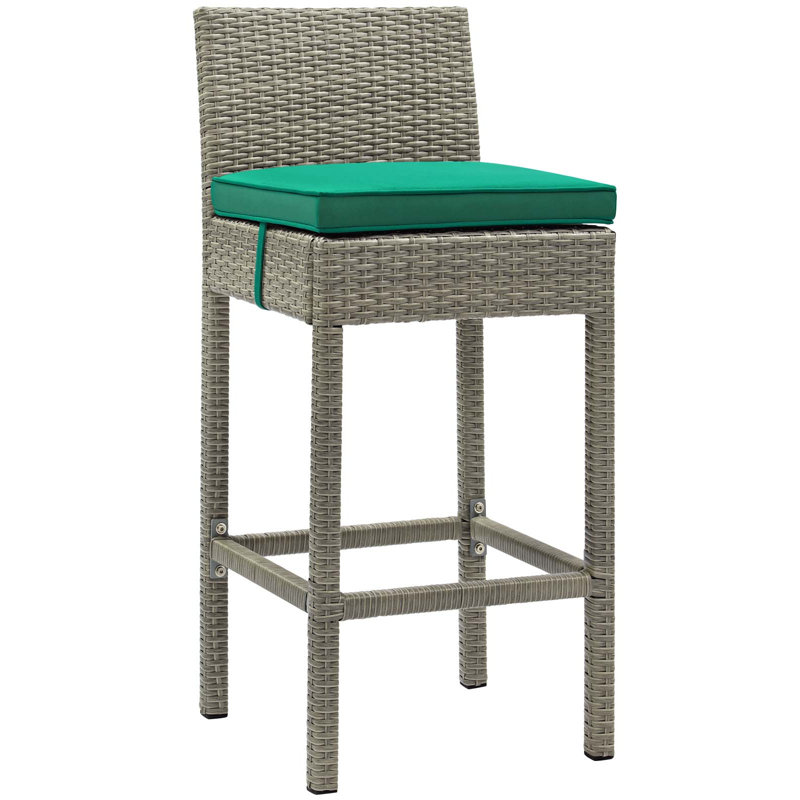 Ensemble de 4 tabourets de bar Conduit, Velours gris pâle, Vert