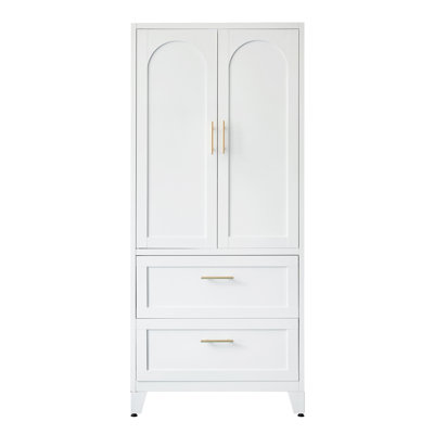 Armoire-penderie de 71 po de hauteur avec 2 tiroirs et tringle, 2 garde-robes avec tablette pour chambre à coucher, bureau, salle de lavage, vestibule, vestibule, maison d'amis