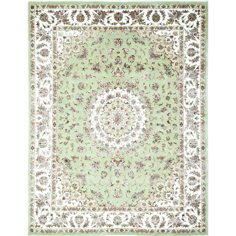 Tapis oriental noué à la main sable / ivoire / brun, Rectangle 6 pi x 9 pi