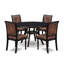 Ensemble de table de salle à manger 5 pièces avec 4 chaises rembourrées en polyester texturé brun, haut dossier et une table de cuisine au fini noir sablé.-1372937910-1372937911