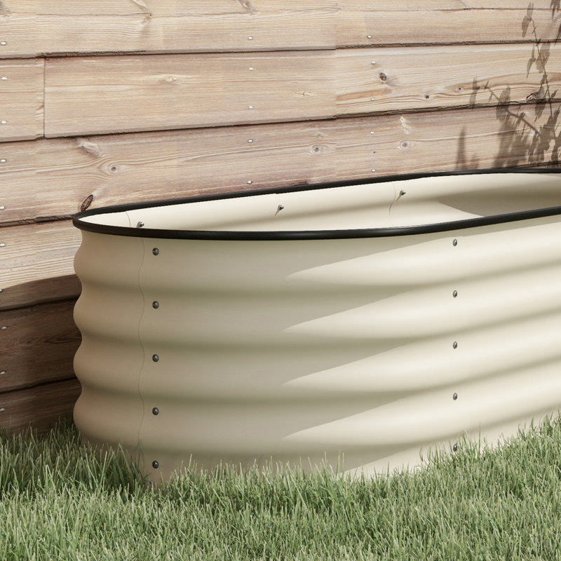 Outsunny Galvanized Raised Garden Bed Kit, Outdoor Metal Elevated Planter Box With Safety Edging, Easy DIY Stock Tank For Growing Flowers, Herbs & Vegetables