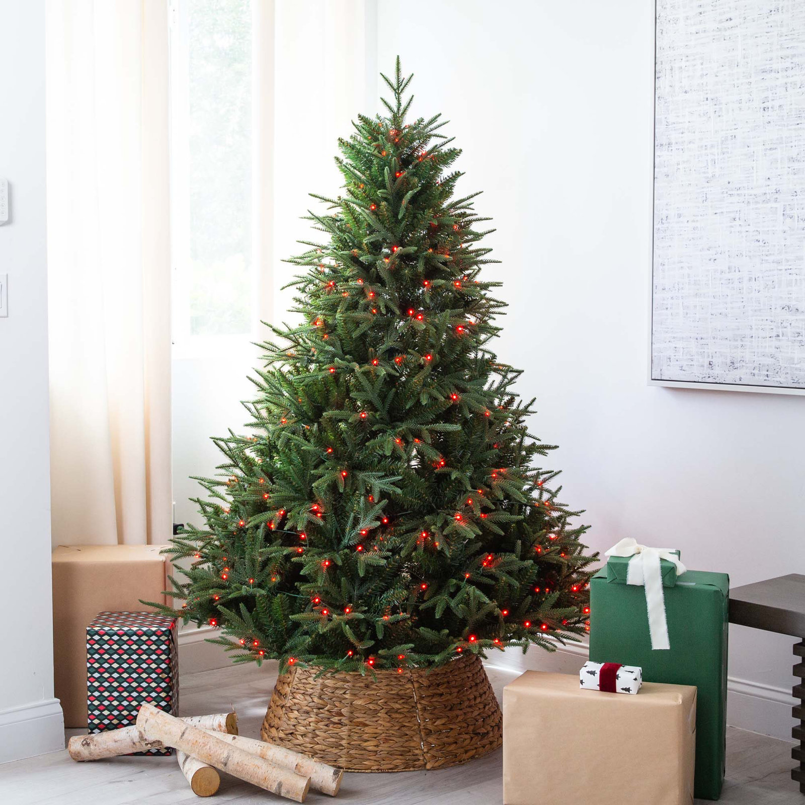 Pre-Lit Fir Christmas Tree, 6'