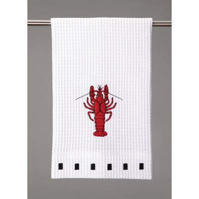 Serviette de cuisine en coton à broderies gaufrées Crawfish