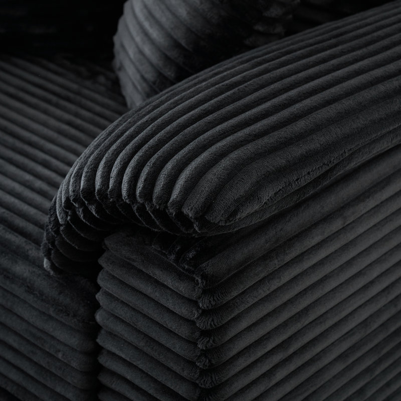 Fauteuil 47,24 po Corduroy, Noir