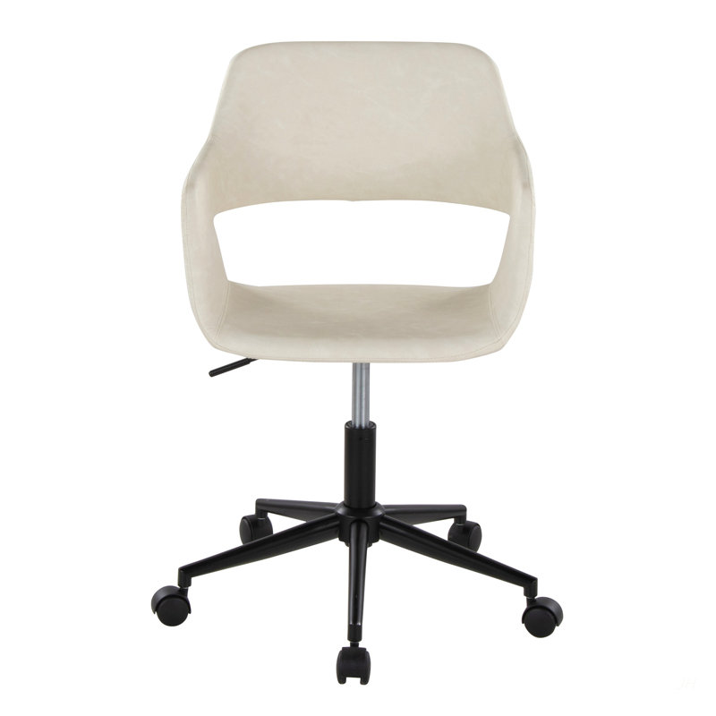 Contemporary Task Chair In Black Metal, Cream, Black