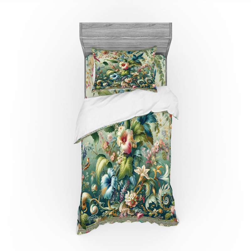 Polyester Floral Duvet Cover, Twin Duvet Cover + 2 Additional Pieces