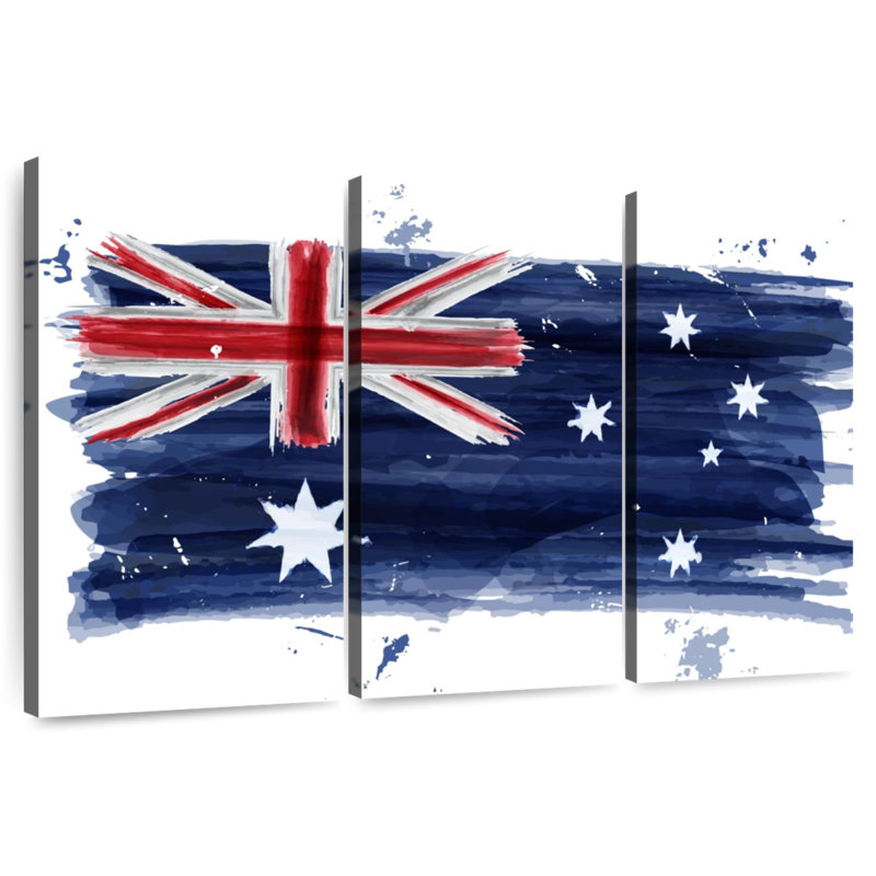 Borges Painted Australian Flag, 28" H x 45" W