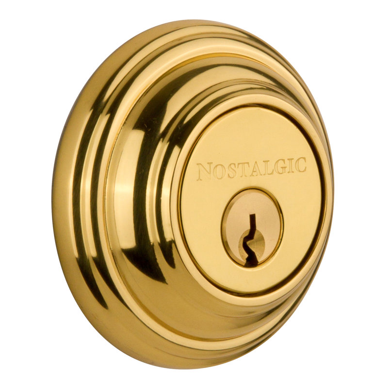 Nostalgic Warehouse Classic Rosette Double Cylinder Deadbolt, Polished Brass