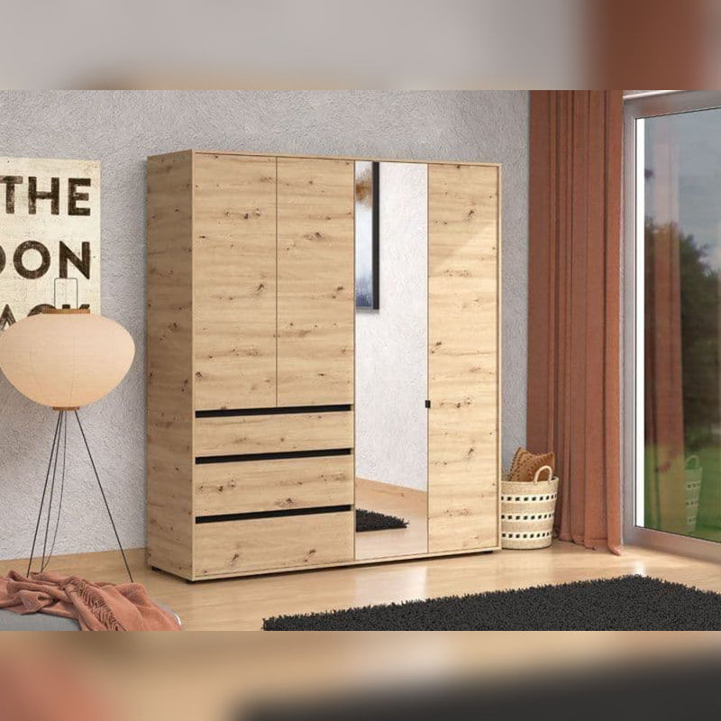 Solid + Manufactured Wood Wardrobe, Oak
