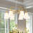 Modern Gold Chandelier 6-Light with Petal Ceramic Shades, Adjustable Height 13.78"-86.61" for Sloped/Vaulted Ceilings, ETL Listed
