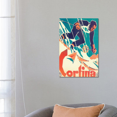 Skiing V - Wrapped Canvas Print