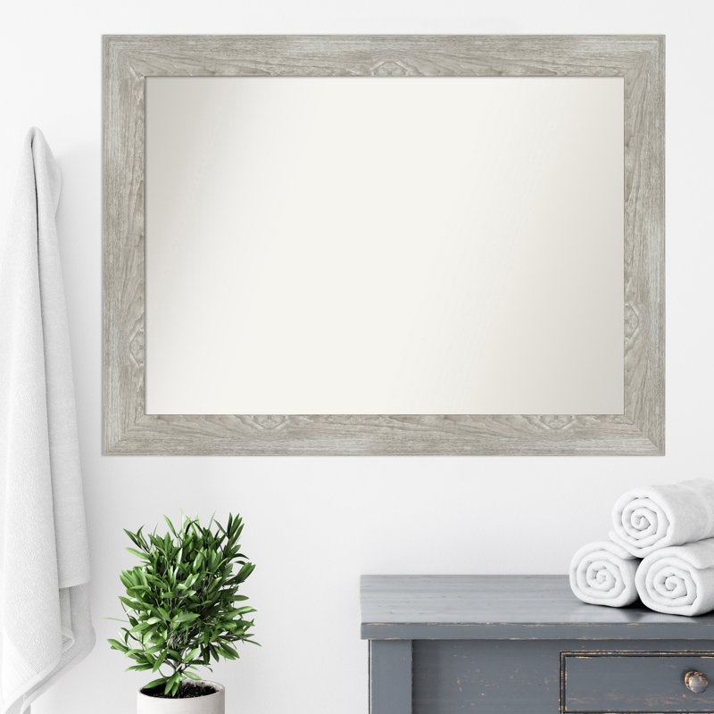 Wigley Dove Greywash Bathroom Vanity Non-Beveled Wall Mirror, 33" x 44"