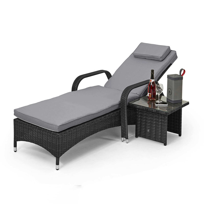 Schneider Rattan Sunlounger Set, Grey