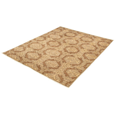Tapis décoratif en laine noué à la main de conception unique noué à la main New Age 18/20 Pakd Grey 7 pi 11 po x 9 pi 10 po
