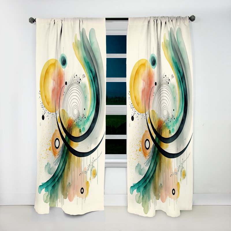 Aldwych - Golden Spiral Movement IV - Modern Velvet Curtain - Room Darkening - 1 panel, 52" W x 90" L