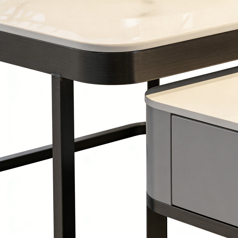 Table basse simple et moderne, Blanc / Gris, Black, H 17 po x L 31,49 po x l 31,49 po