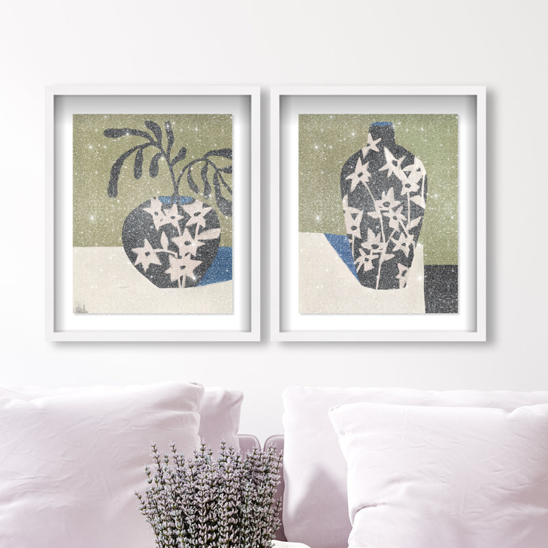 Noir Vase Set Set by Oliver Gal, 51"H x 43"W, White Shadowbox