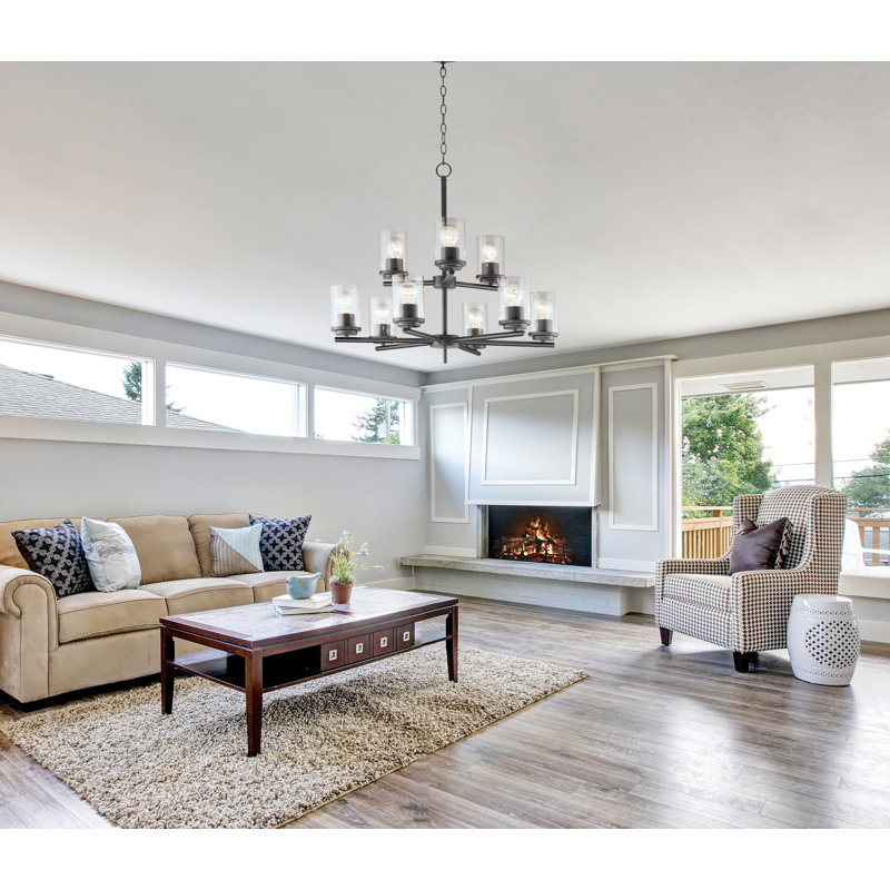 9 - Light Dimmable Classic / Traditional Chandelier, Black